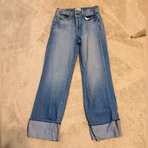 L'AGENCE Light Blue Straight-Leg cuffed Jeans